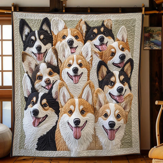Corgi Friends Quilt Blanket