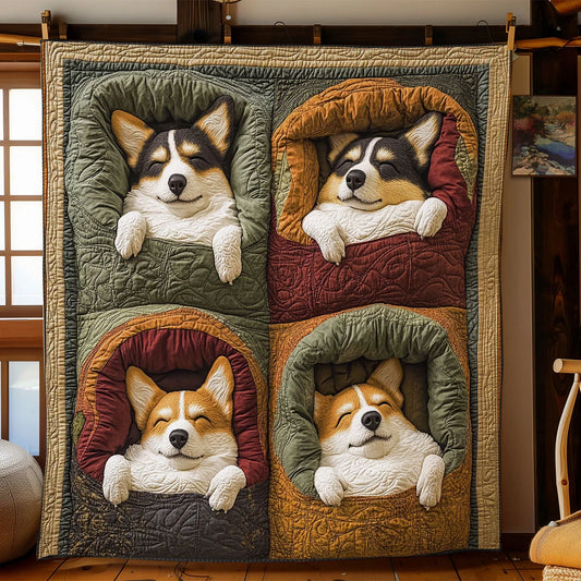 Corgi Gathering Quilt Blanket