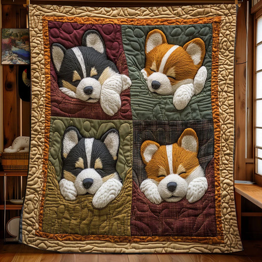 Corgi Haven Quilt Blanket