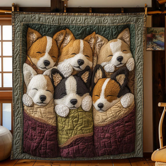 Corgi Huddle Quilt Blanket