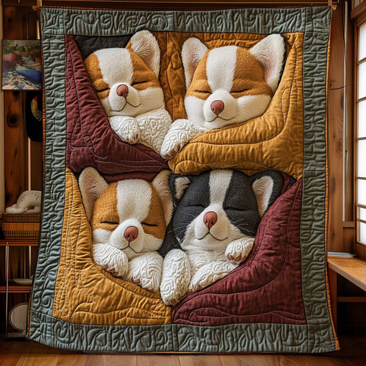 Corgi Lounge Quilt Blanket