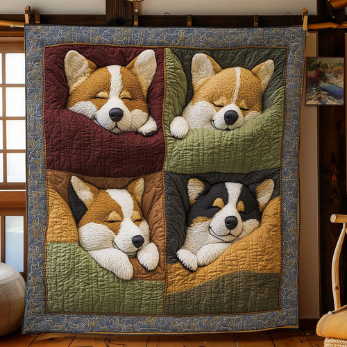 Corgi Moments Quilt Blanket