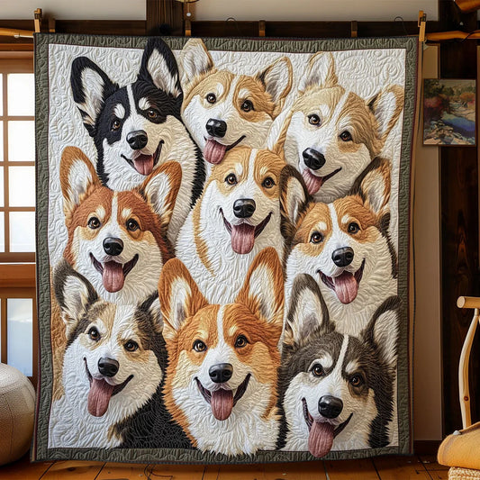 Corgi Parade Quilt Blanket