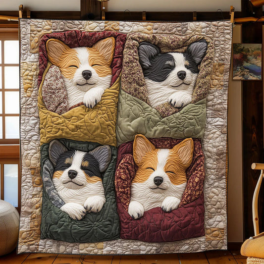 Corgi Pockets Quilt Blanket