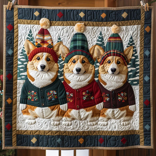 Corgi Squad Quilt Blanket