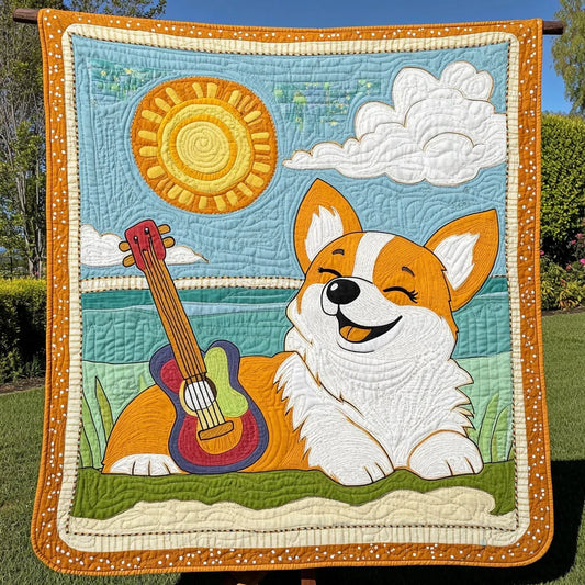 Corgi Summer Joy Quilt Blanket