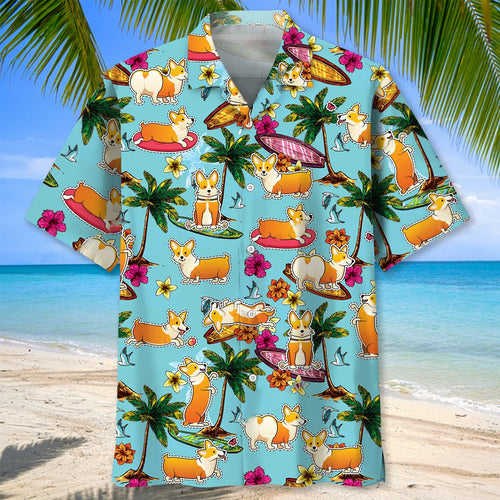 Corgi Beach Hawaiian Shirt