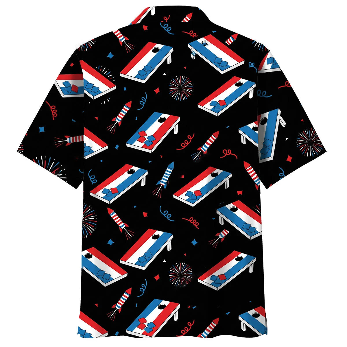 Cornhole America Black Hawaiian Shirt