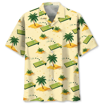 Cornhole Beach Palm Tree Hawaiian Shirt