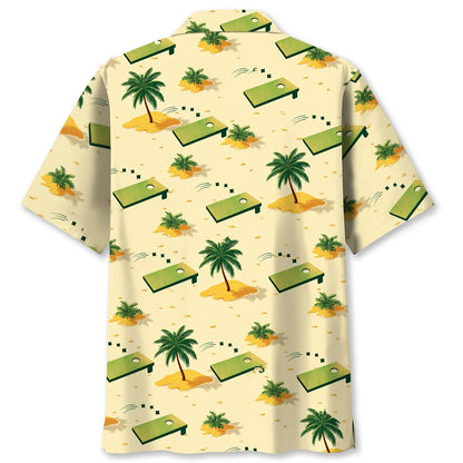 Cornhole Beach Palm Tree Hawaiian Shirt