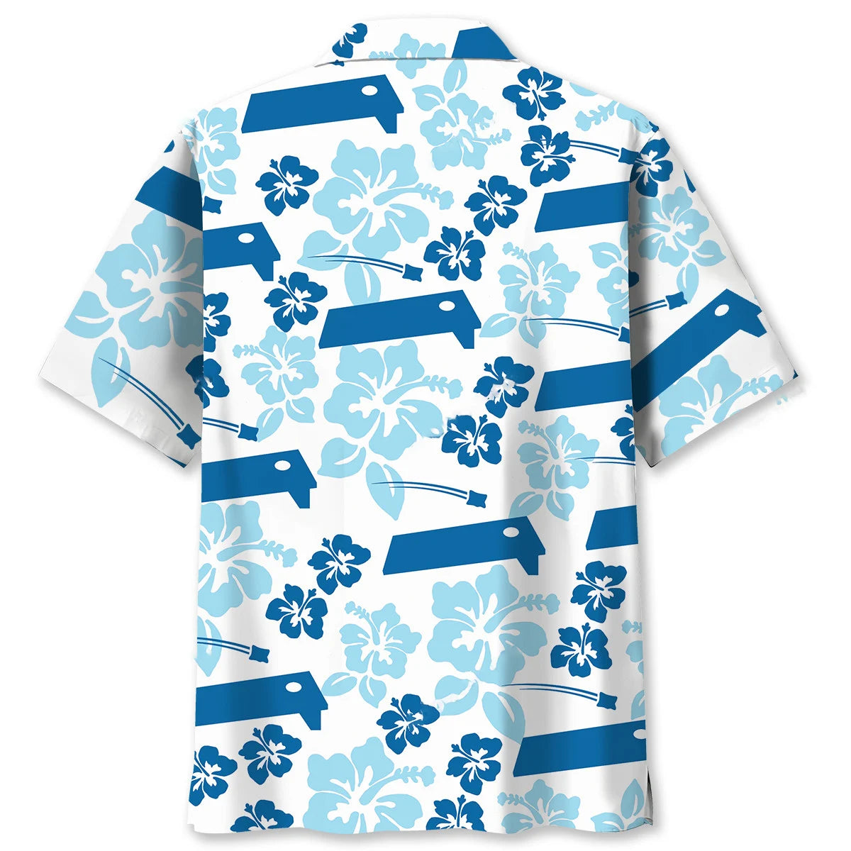 Cornhole Hibiscus Blue Hawaiian Shirt