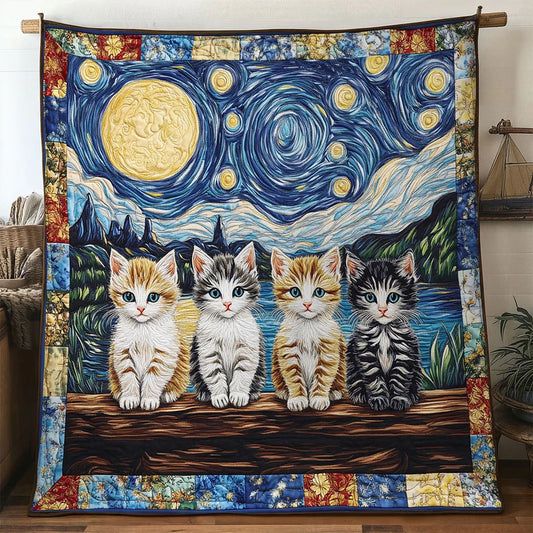 Cosmic Cat Quilt Blanket