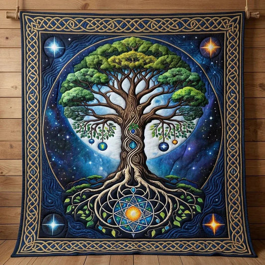 Cosmic Tree Quilt Blanket - Quilted Blanket by OtterMia