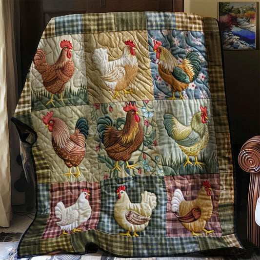 Cottage Vintage Chicken Quilt Blanket