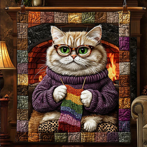 Cottage Yarn Cat Quilt Blanket