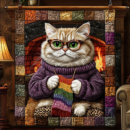 Cottage Yarn Cat Quilt Blanket