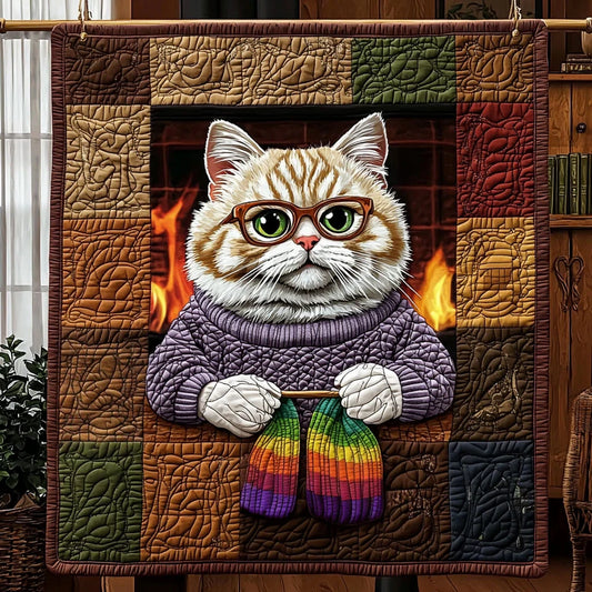 Cottage Yarn Cat Quilt Blanket