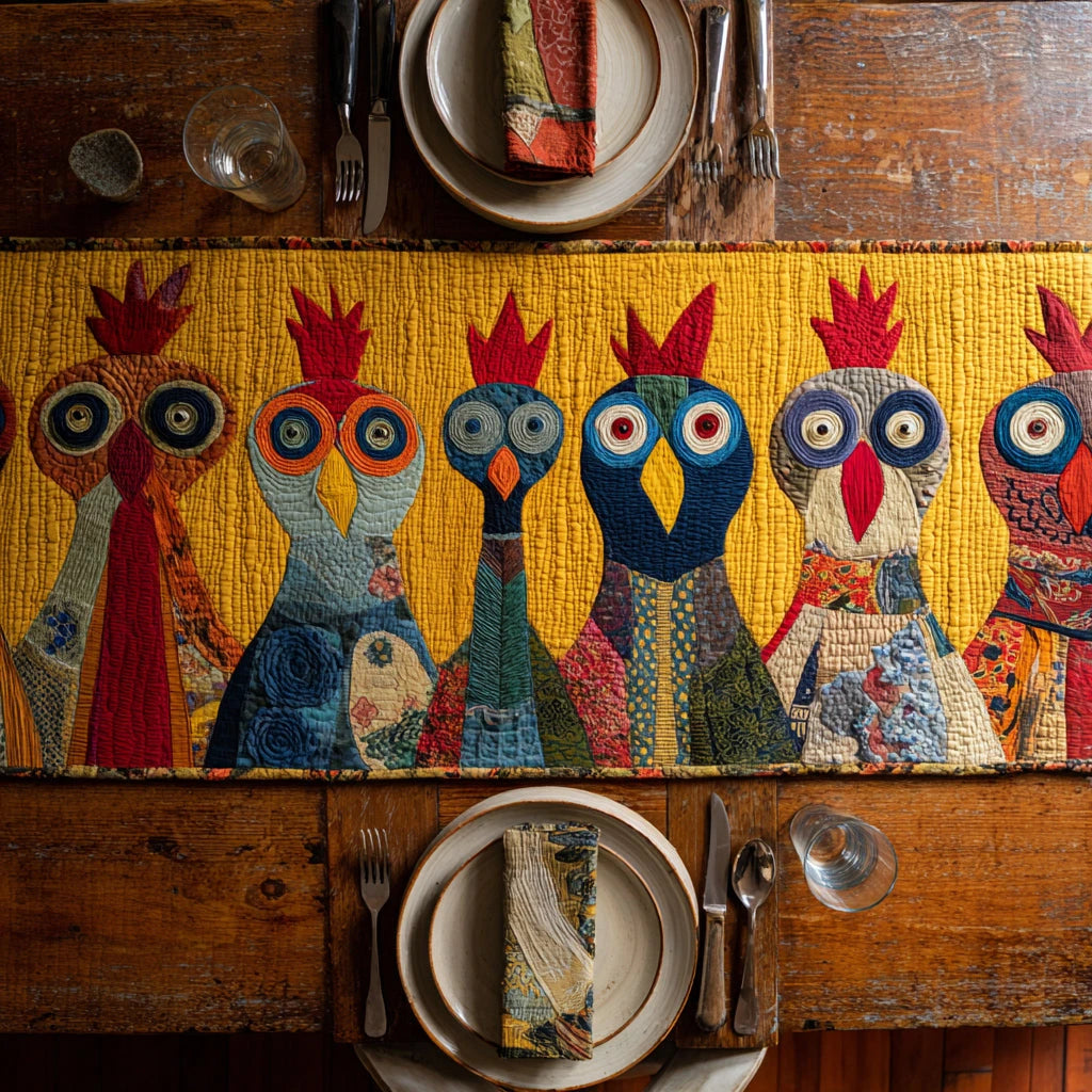 Country Chicken Quilted Table Runner