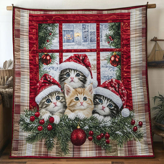 Country Christmas Cat Quilt Blanket