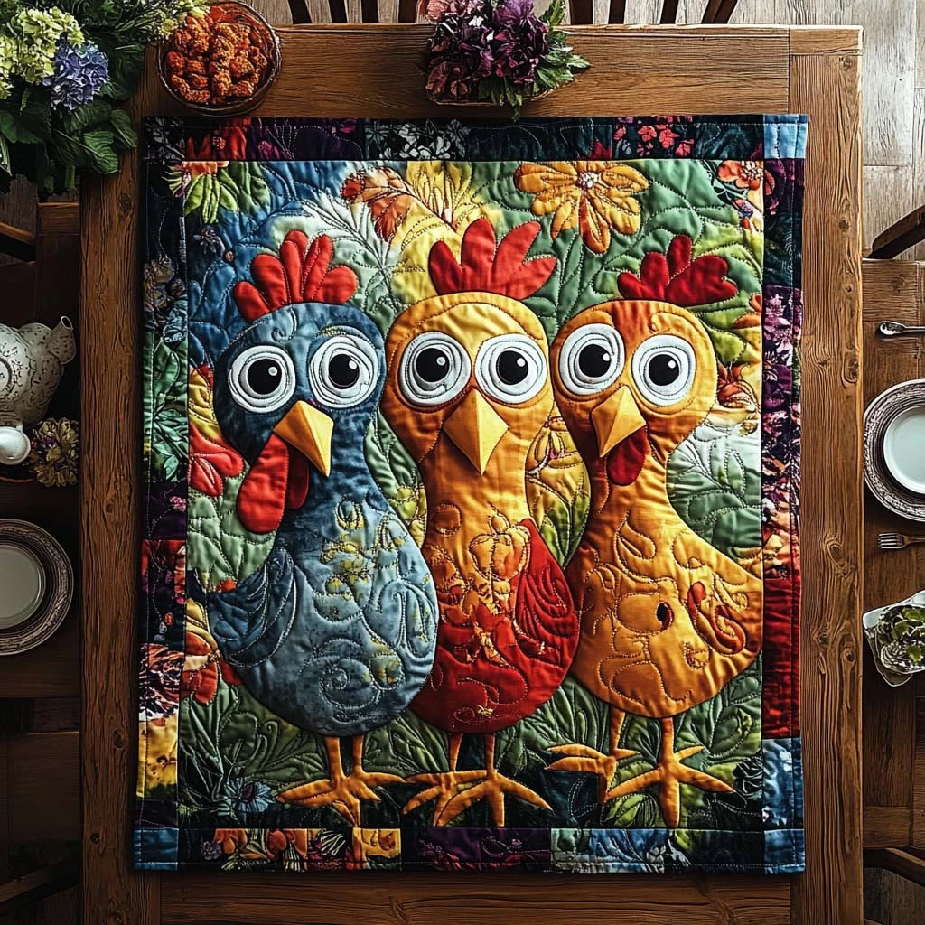 Country Cluck Quilted Table Topper