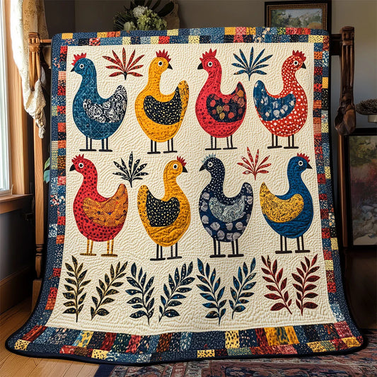 Country Folk Rooster Quilt Blanket