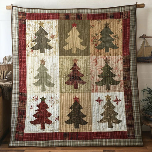 Country Glow Christmas Tree Quilt Blanket