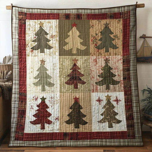 Country Glow Christmas Tree Quilt Blanket