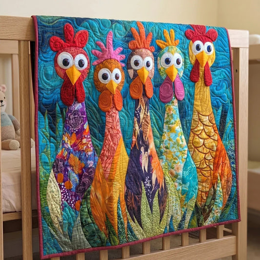 Country Hen Quilt Blanket - Quilted Blanket by OtterMia