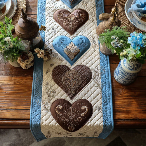 Country Keepsake Hearts Quilted Table Runner