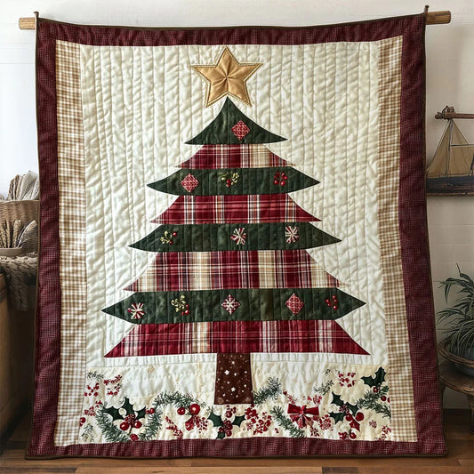 Country Light Christmas Tree Quilt Blanket