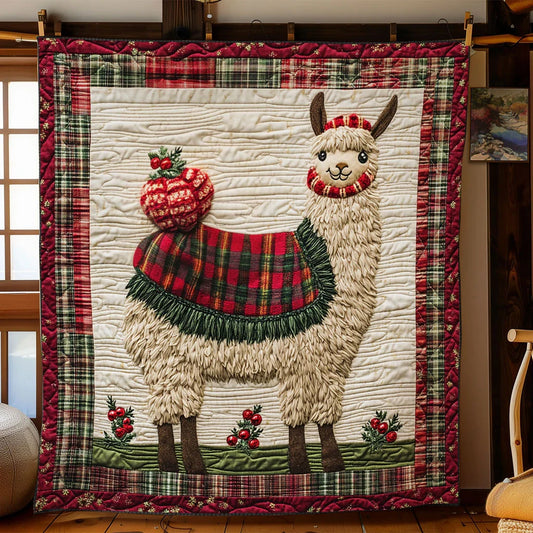 Country Llama Christmas Quilt Blanket