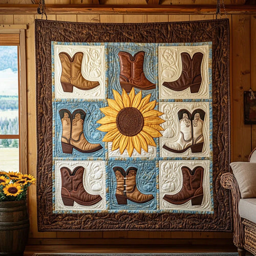 Country Roots Boots Quilt Blanket