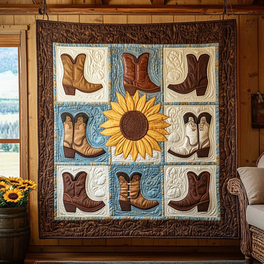 Country Roots Boots Quilt Blanket