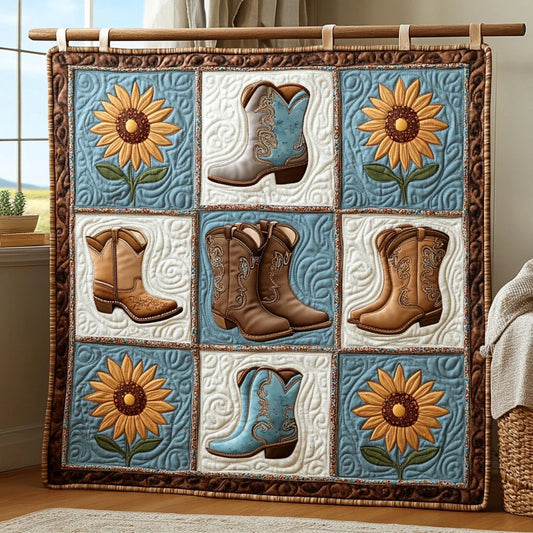 Country Roots Boots Quilt Blanket