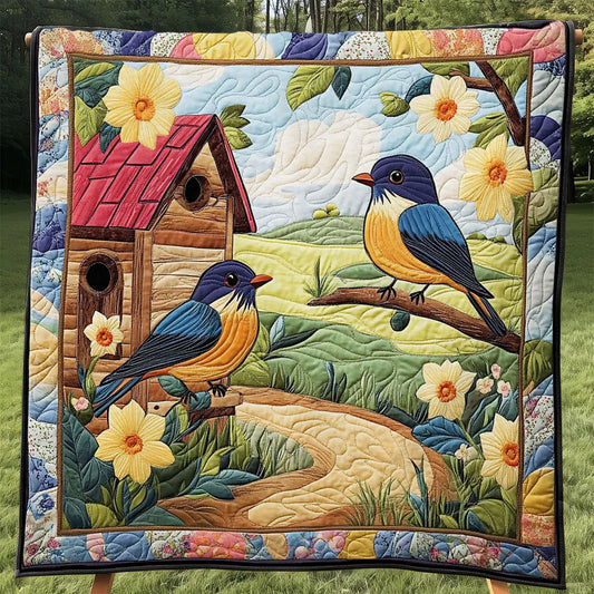Countryside Birdhouse Quilt Blanket