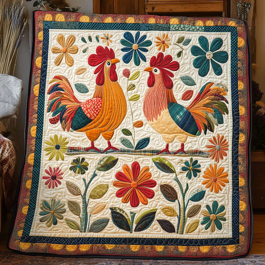 Countryside Rooster Quilt Blanket