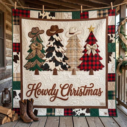 Cow Print And Buffalo Plaid Christmas Quilt Blanket