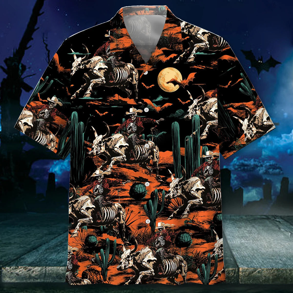 Cowboy Desert Halloween Night Hawaiian Shirt