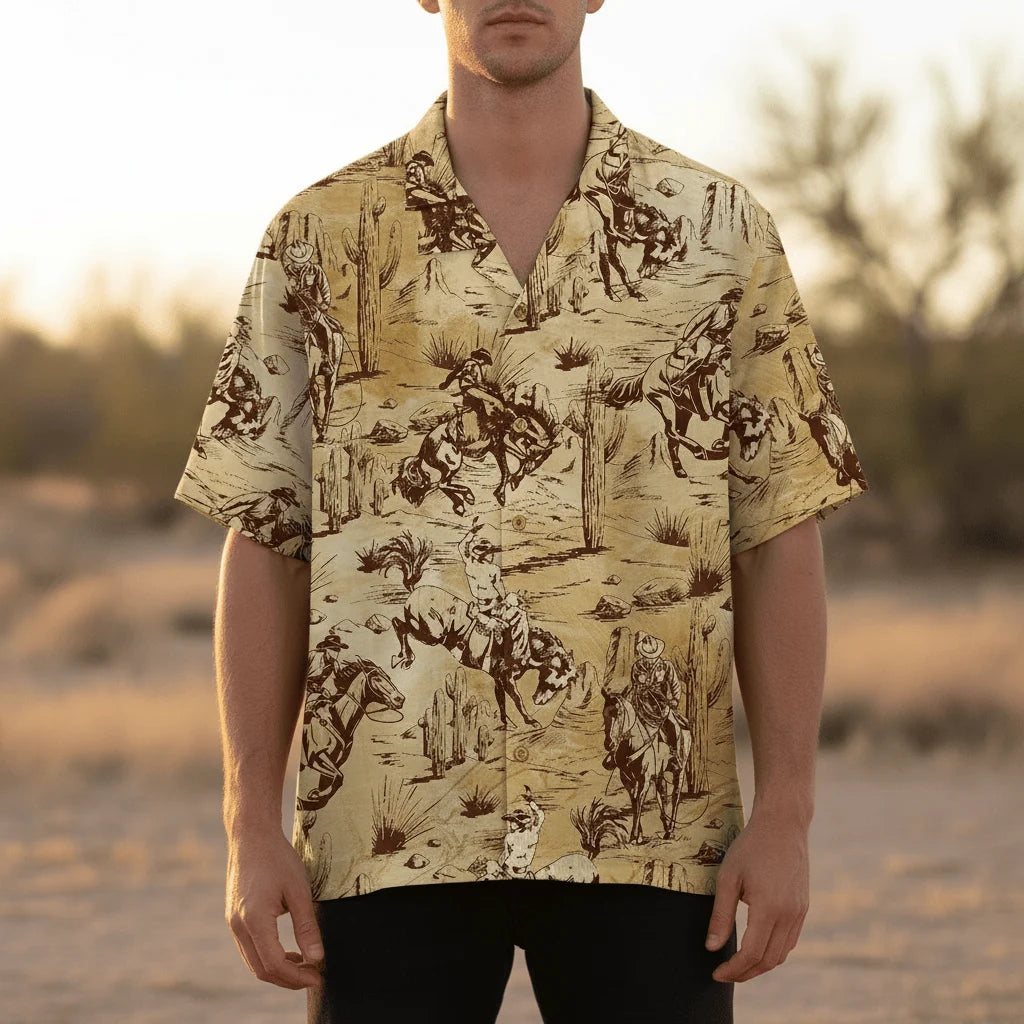 Cowboy Riding Horse Hawaiian Shirt