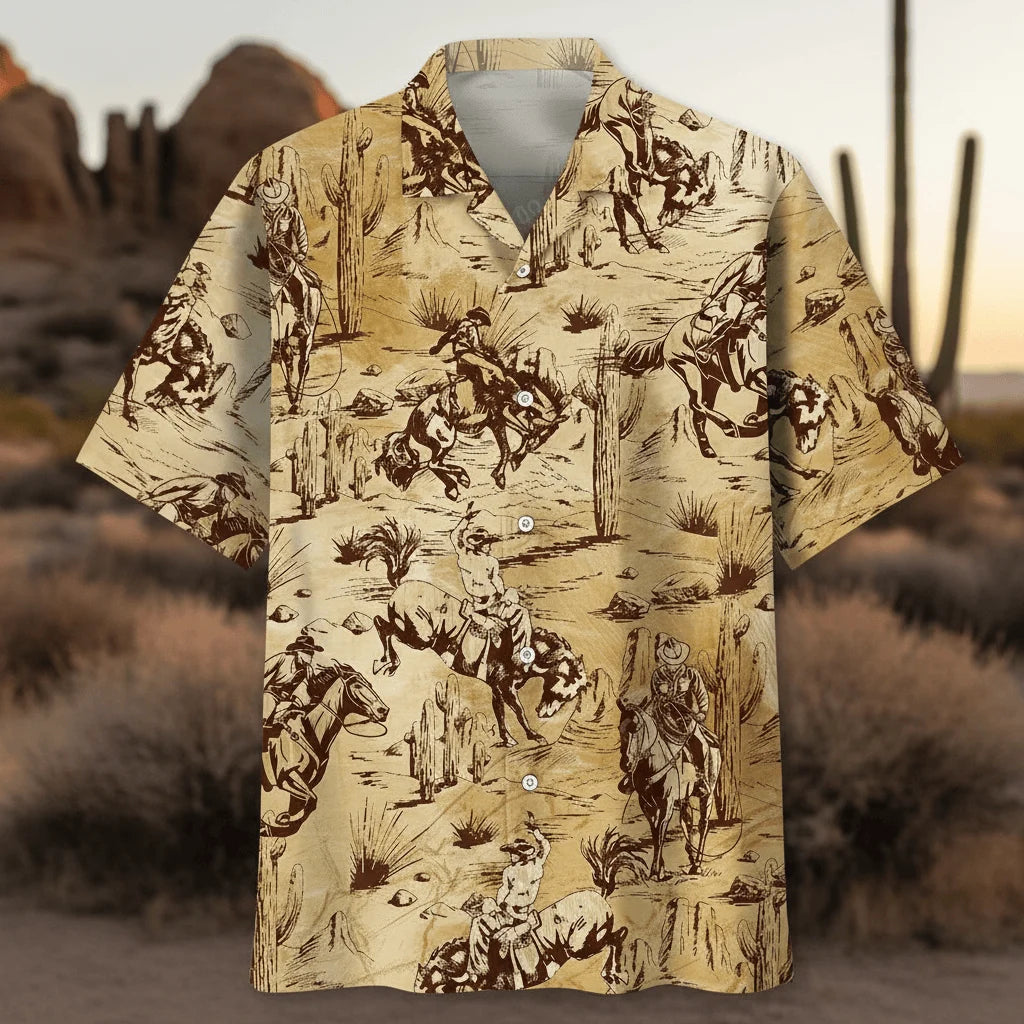 Cowboy Riding Horse Hawaiian Shirt