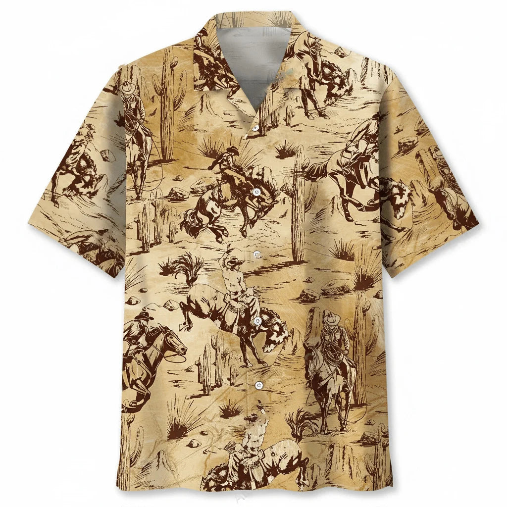 Cowboy Riding Horse Hawaiian Shirt