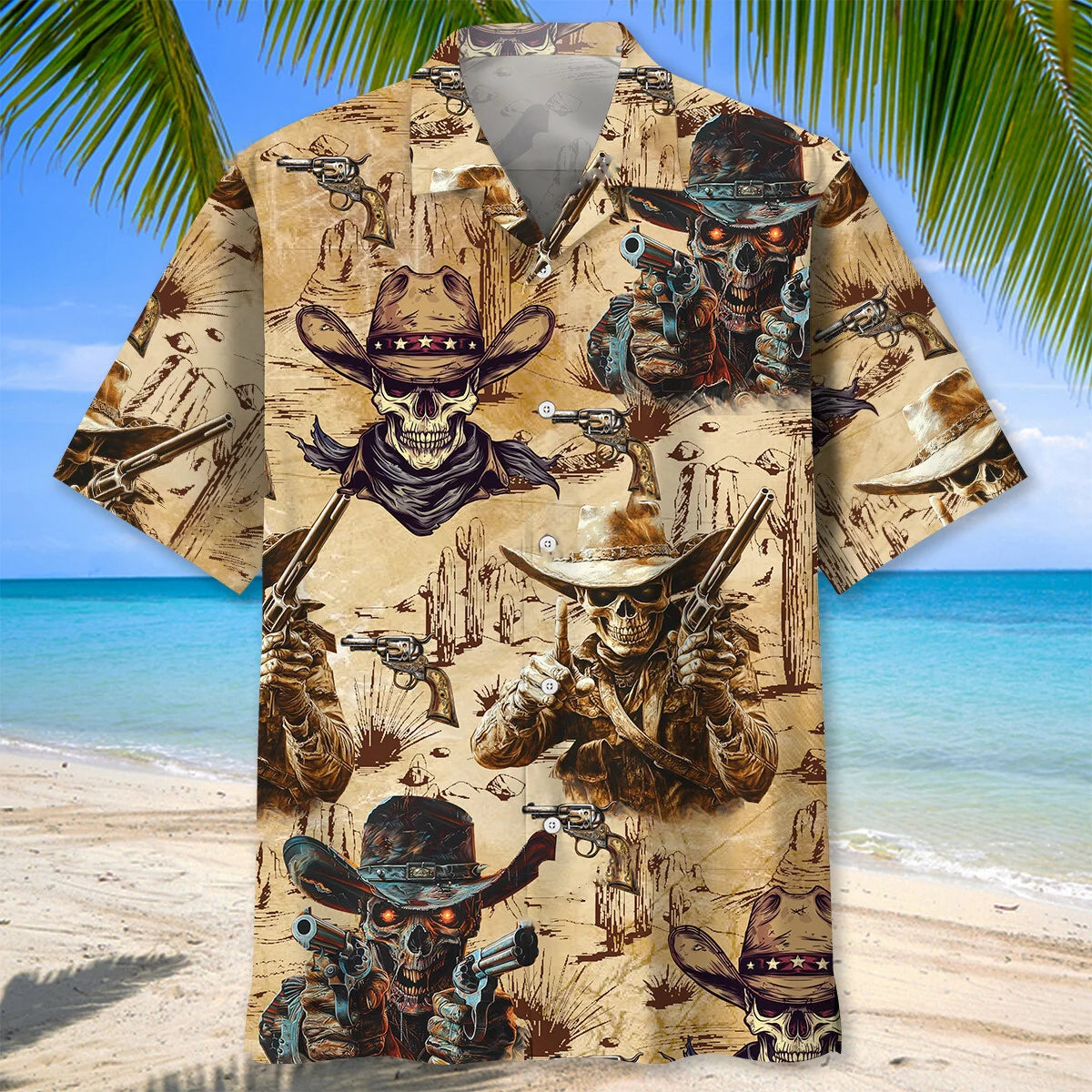 Cowboy Skull Fighter Hawaiian Shirt