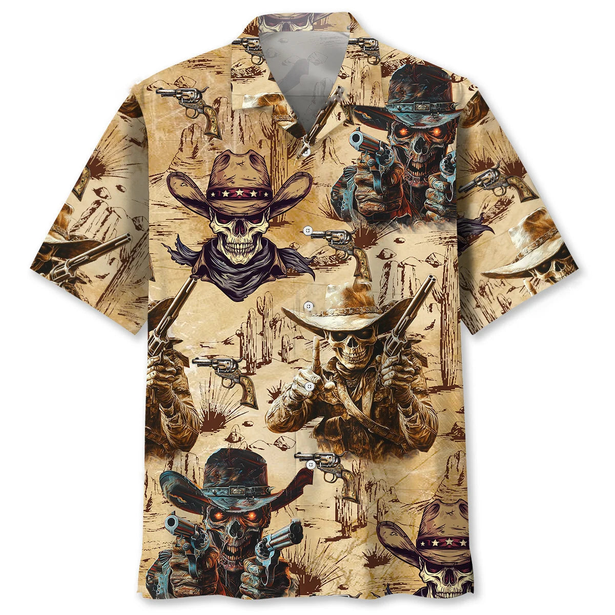 Cowboy Skull Fighter Hawaiian Shirt