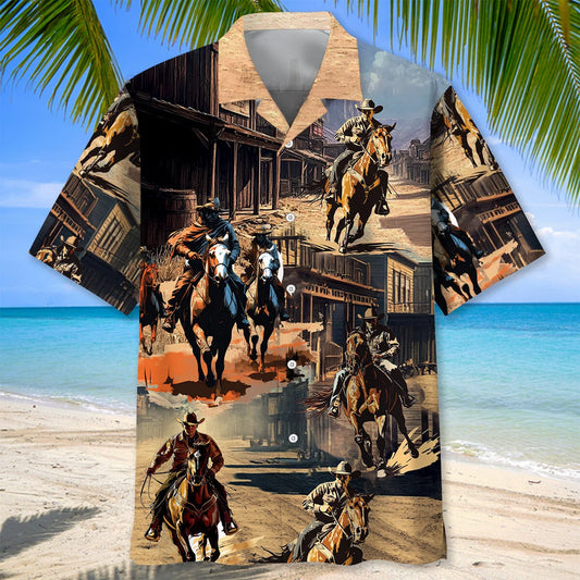 Cowboy Western Town Hawaiian Shirt