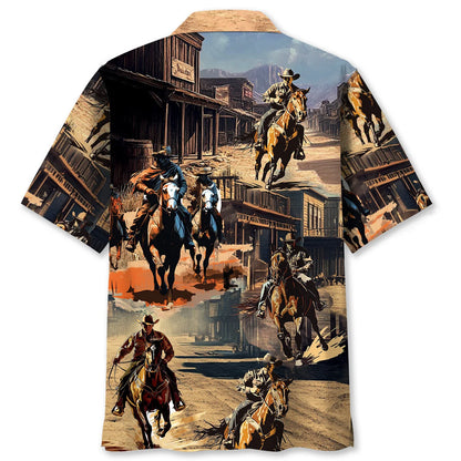 Cowboy Western Town Hawaiian Shirt