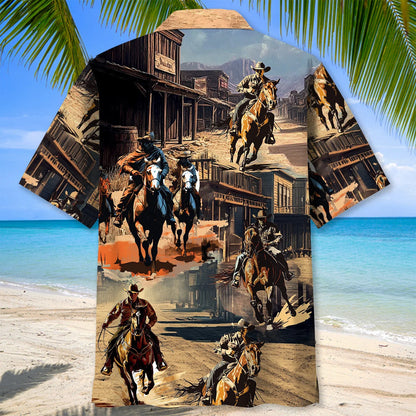 Cowboy Western Town Hawaiian Shirt
