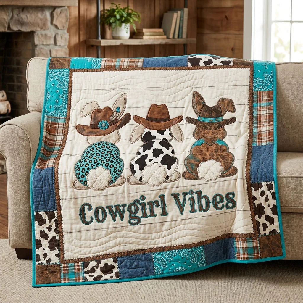 Cowgirl Vibes Bunny Quilt Blanket