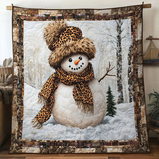 Cozy Beige Snowman Quilt Blanket