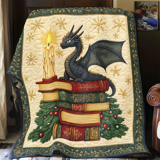 Cozy Book Dragon Quilt Blanket
