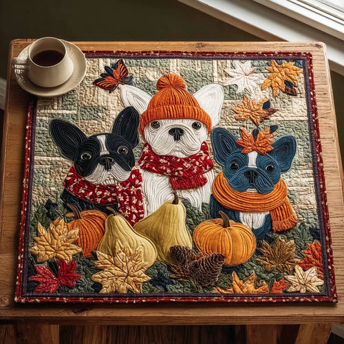 Cozy Bulldogs Crew Quilted Table Topper